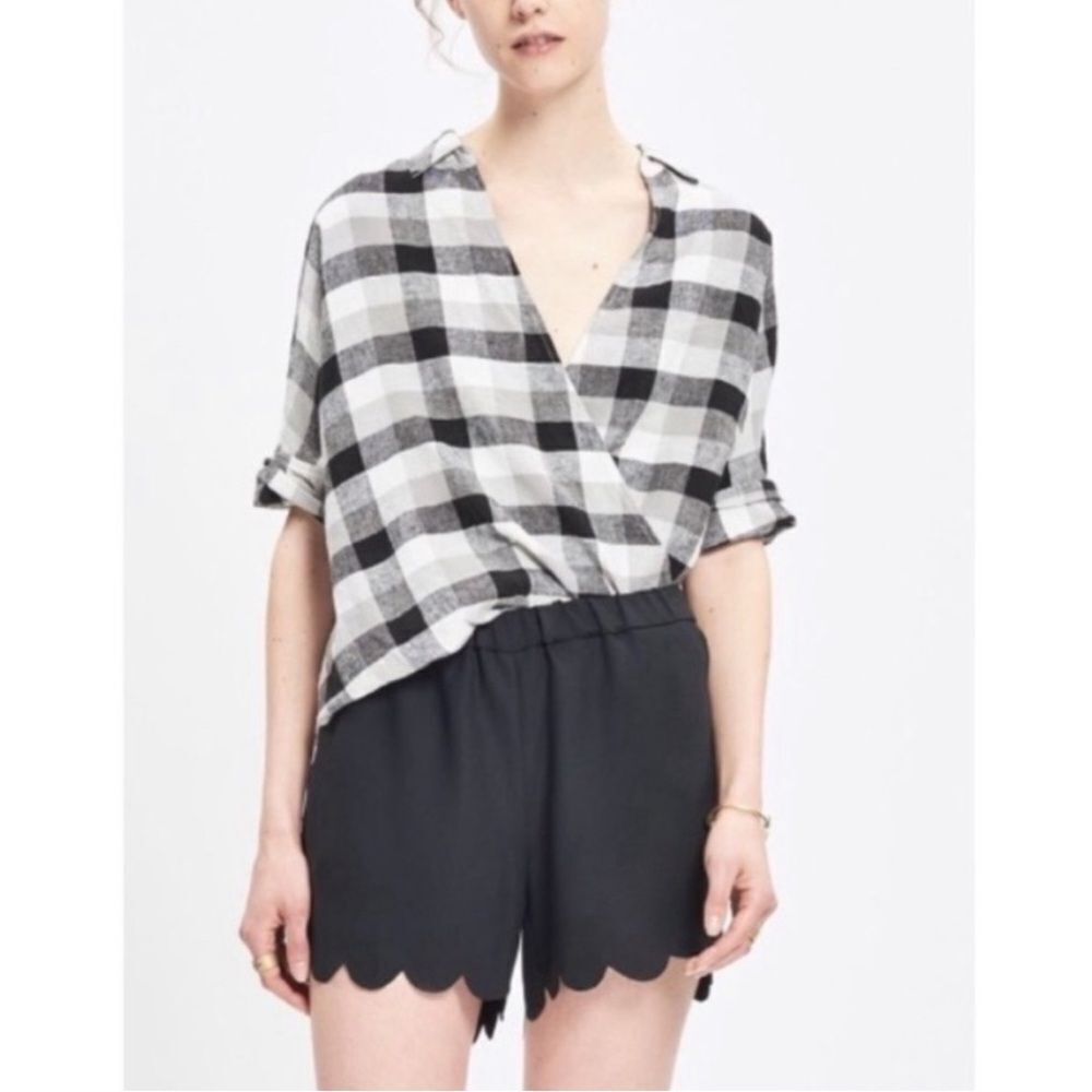 Madewell Black Scallop Hem Pull-On Shorts